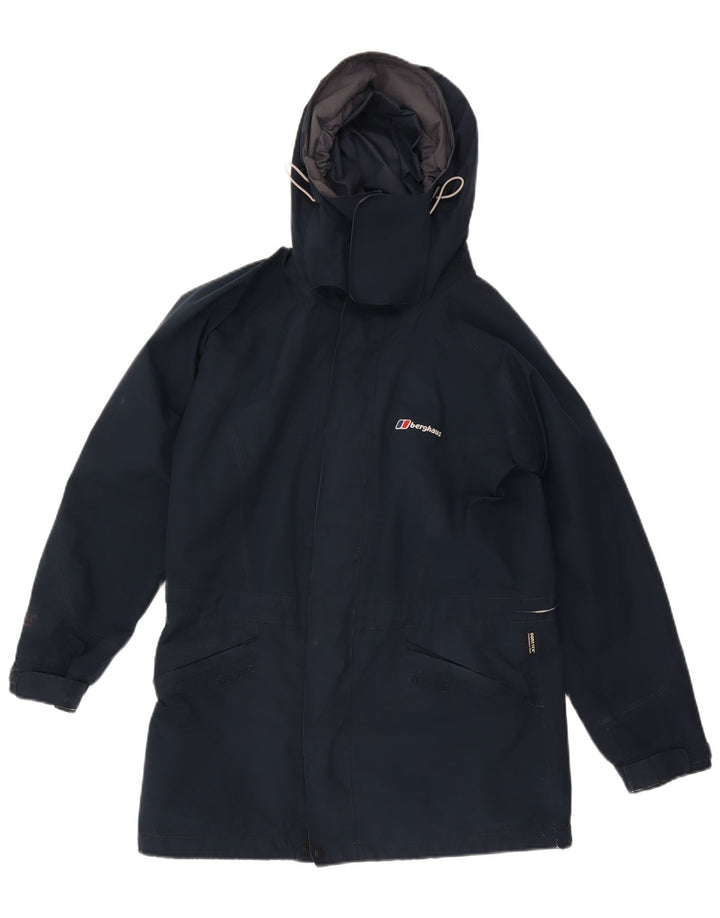 Berghaus Womens Hooded Oversized Rain Jacket UK 10 Small Navy Blue Nylon