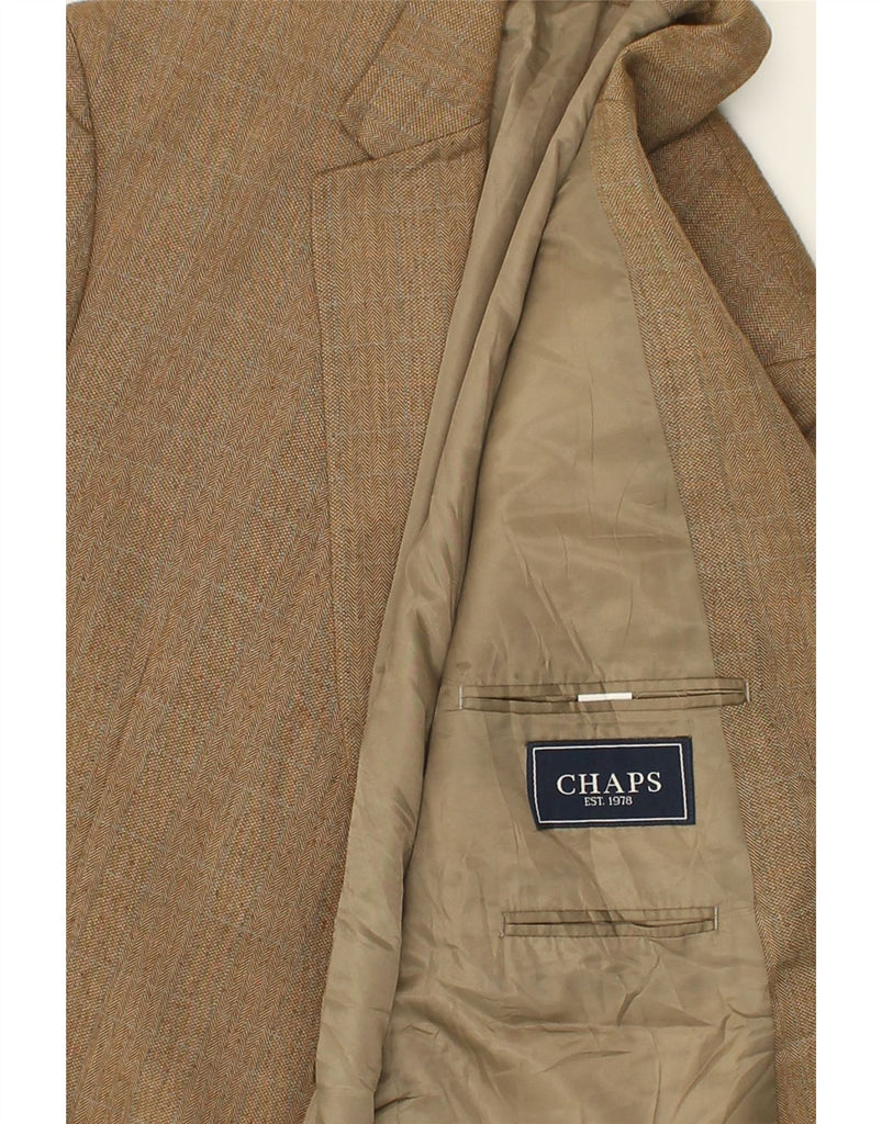 CHAPS Mens 2 Button Blazer Jacket UK 44 2XL Brown Polyester | Vintage Chaps | Thrift | Second-Hand Chaps | Used Clothing | Messina Hembry 