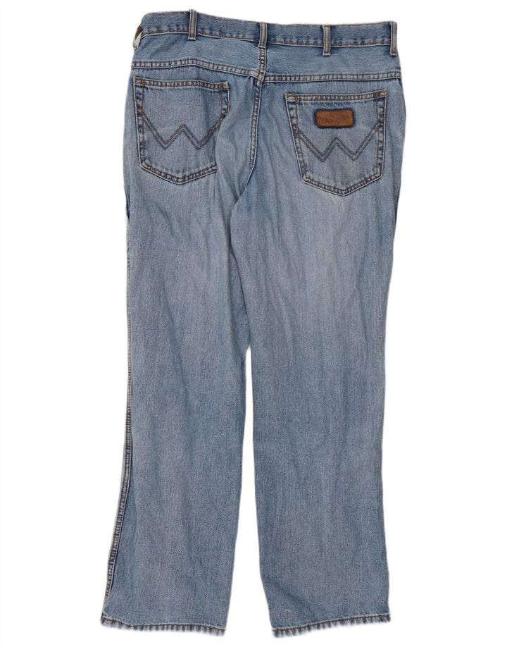 Wrangler Mens Ohio Distressed Straight Jeans W34 L30 Blue Cotton