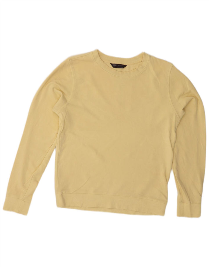 Marks & Spencer Womens Sweatshirt Jumper UK 8 Small Yellow Cotton
