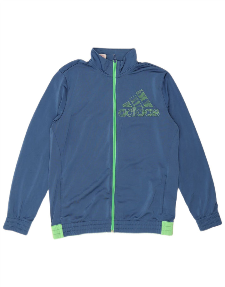 Adidas Boys Graphic Tracksuit Top Jacket 15-16 Years Blue Colourblock