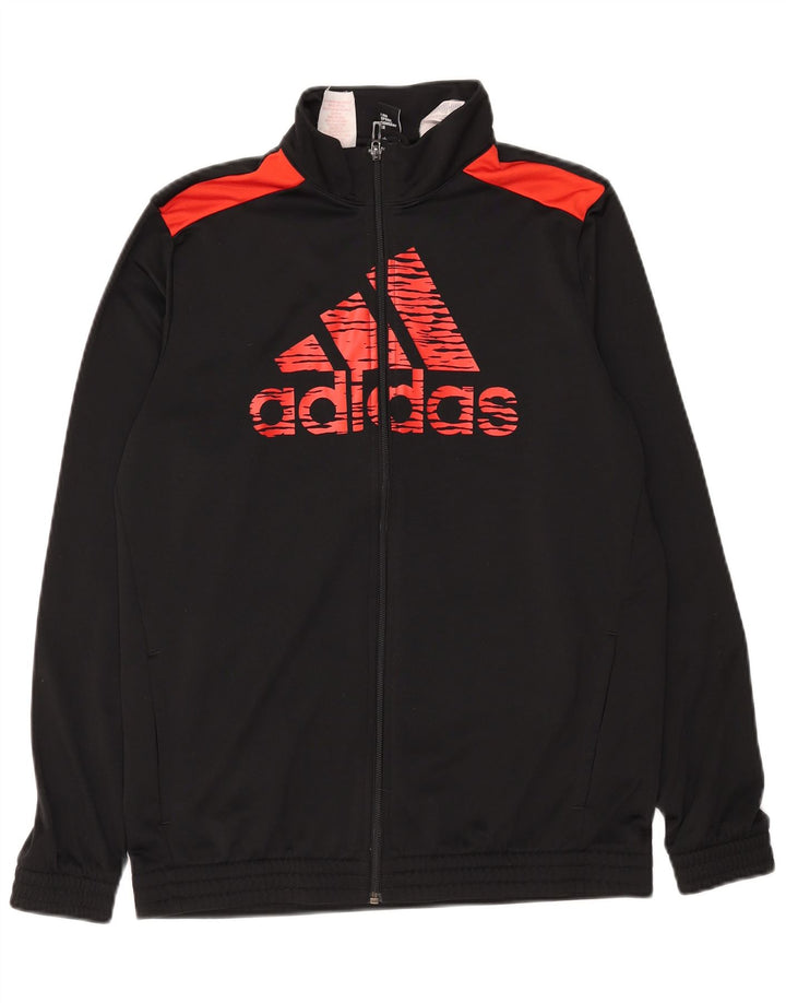 Adidas Girls Graphic Tracksuit Top Jacket 15-16 Years Black Polyester