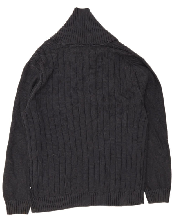 Nautica Mens Shawl Neck Jumper Sweater XL Navy Blue Cotton