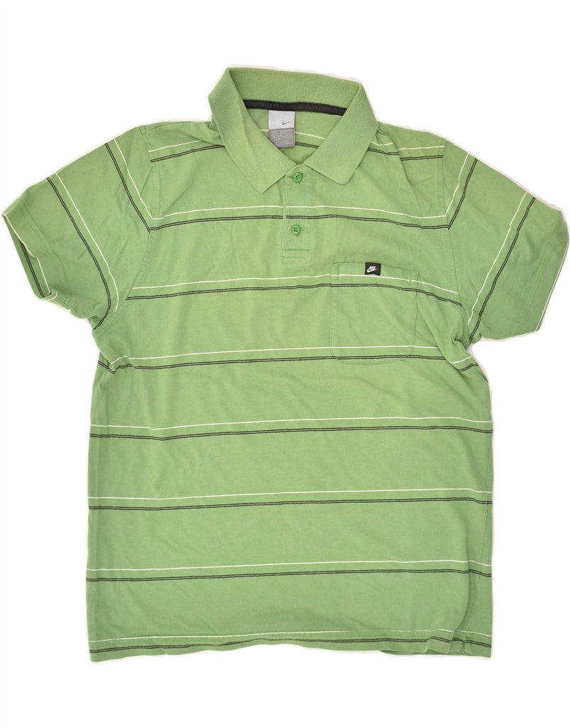 NIKE Mens Polo Shirt Large Green Striped | Vintage Nike | Thrift | Second-Hand Nike | Used Clothing | Messina Hembry 