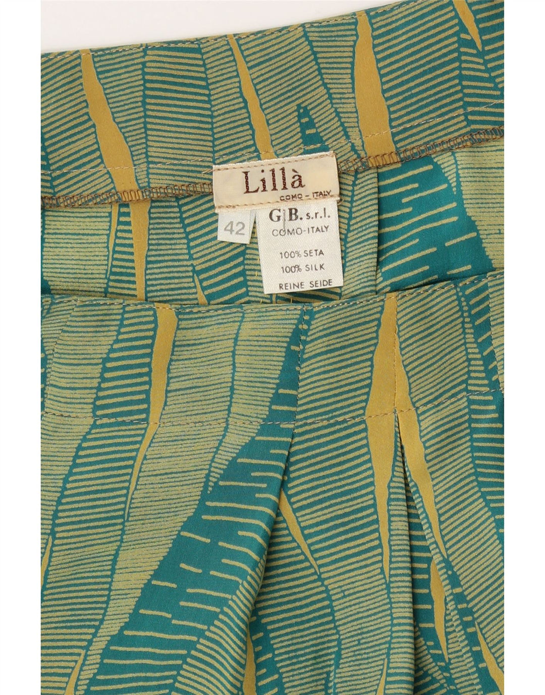 Lilla Womens Wrap Pleated Skirt IT 42 Medium W29 Green Geometric Silk