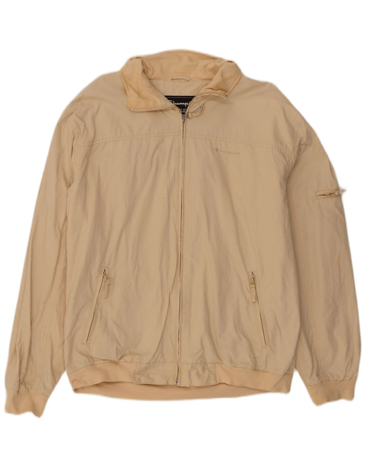 Champion Mens Bomber Jacket UK 40 Large Beige Cotton