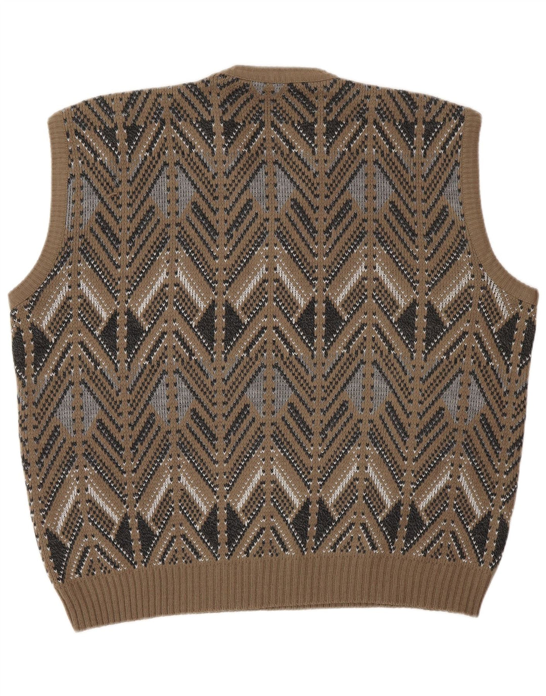 VINTAGE Mens Vest Tank Top IT 52 Large Brown Fair Isle