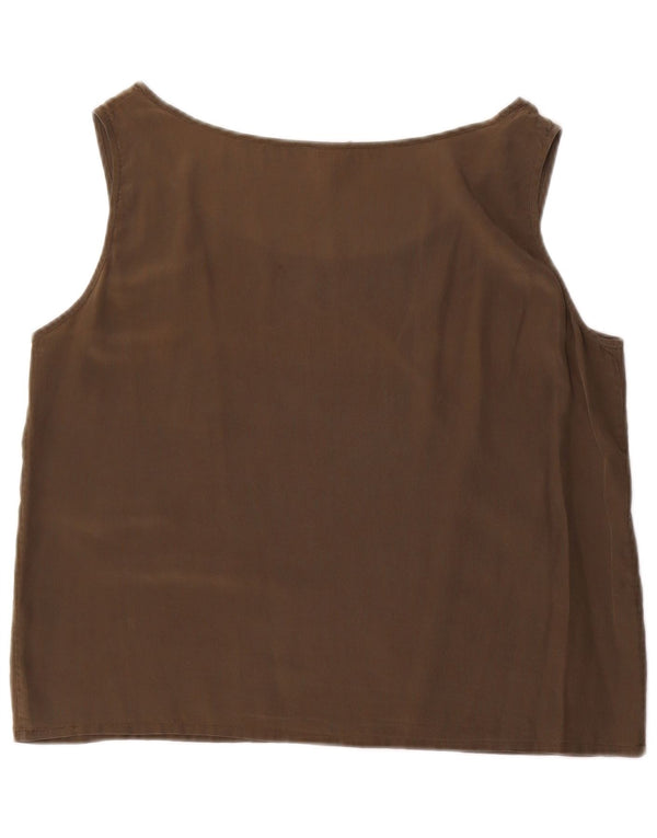 Diva Womens Sleeveless Bolero Top UK 16 Large Khaki Silk