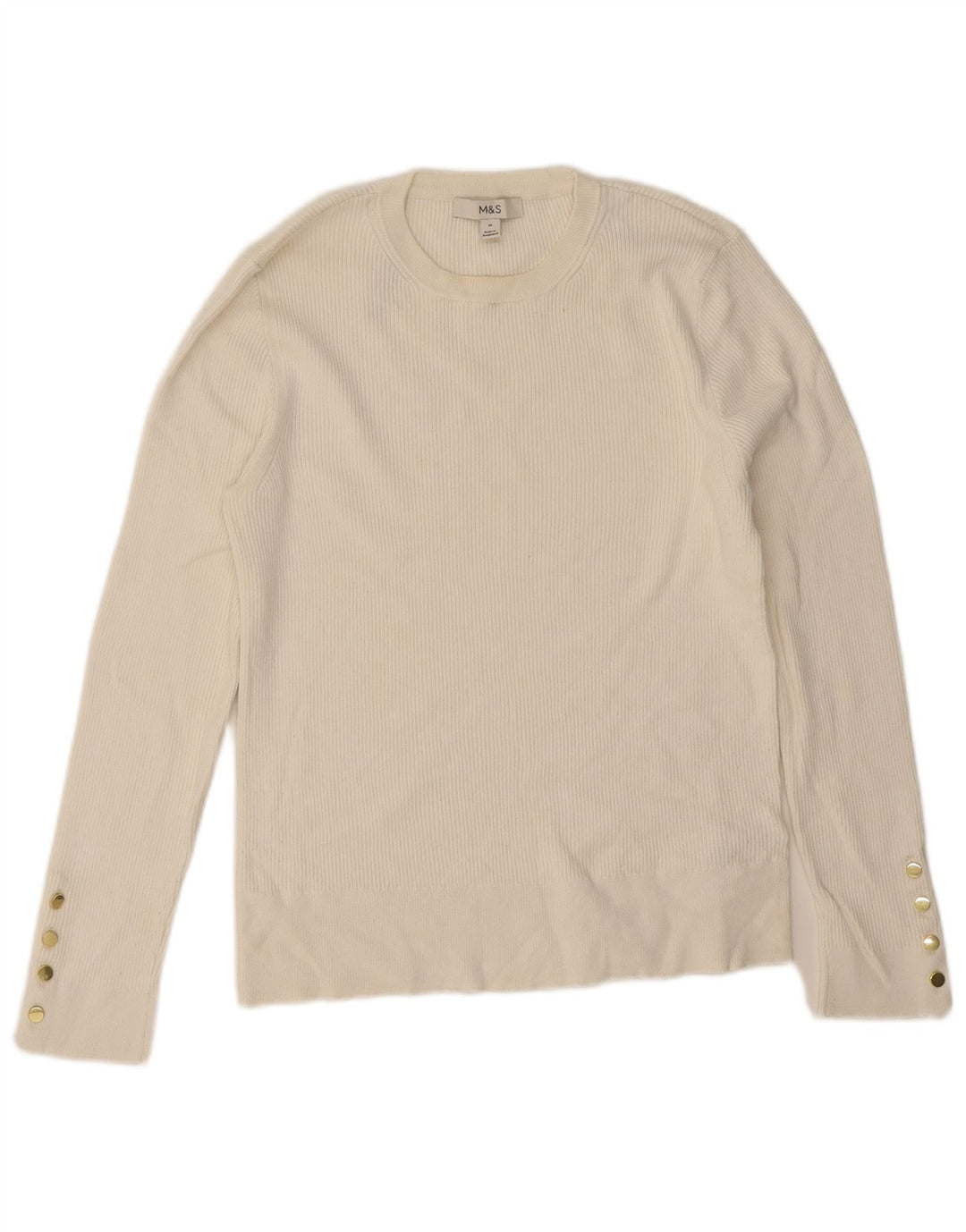 Marks & Spencer Womens Top Long Sleeve UK 16 Large  White Viscose