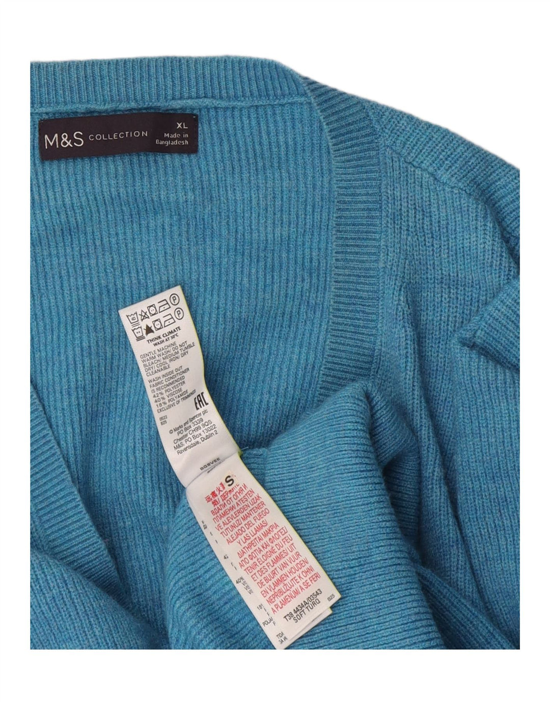 Marks & Spencer Womens Oversized V-Neck Jumper Sweater UK 18 XL Blue