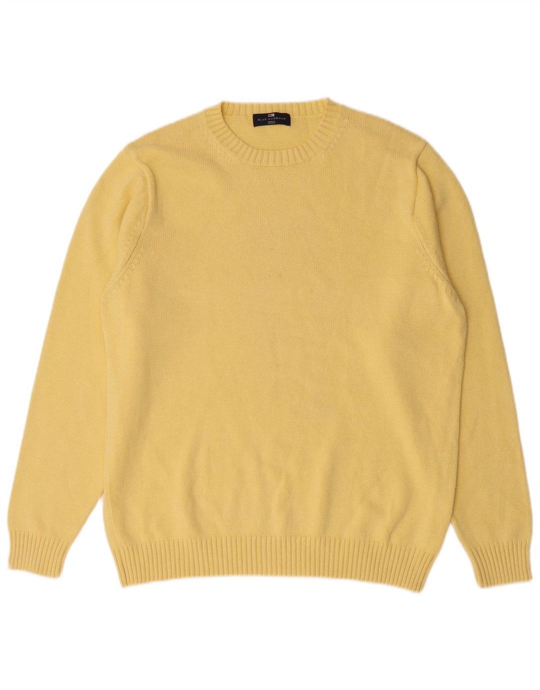 Marks & Spencer Mens Blue Harbour Crew Neck Jumper Sweater Medium Yellow