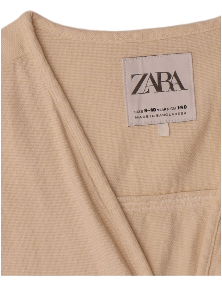 Zara Boys Utility Gilet 9-10 Years Beige Cotton