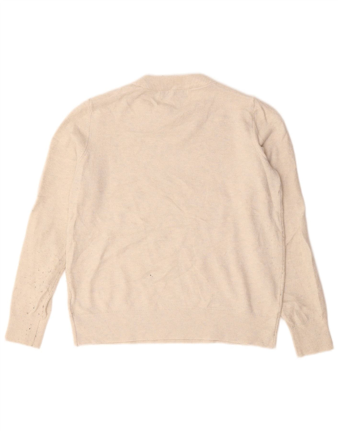 Marks & Spencer Womens Crew Neck Jumper Sweater UK 10 Small Beige Polyester