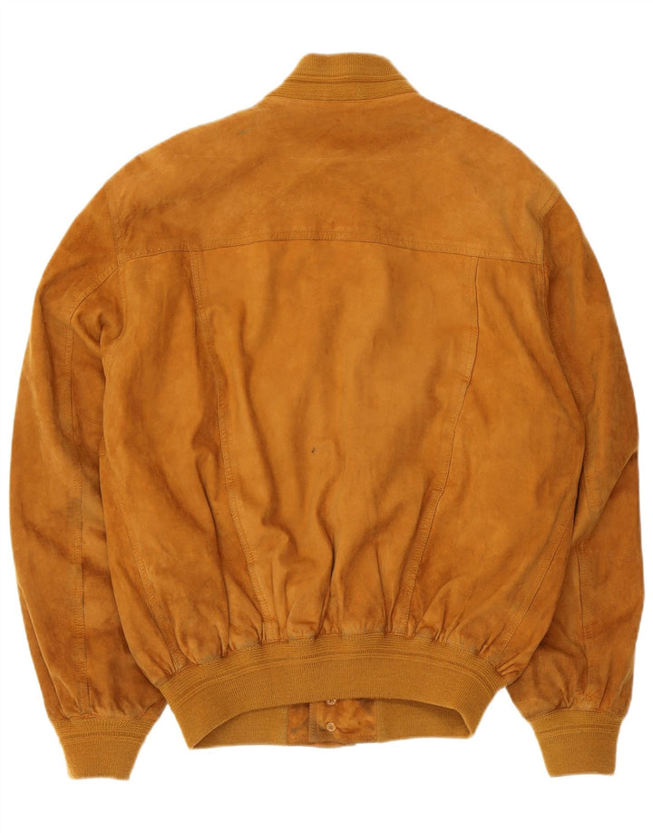 I NAVIGLI Mens Suede Bomber Jacket IT 48 Medium Brown Leather