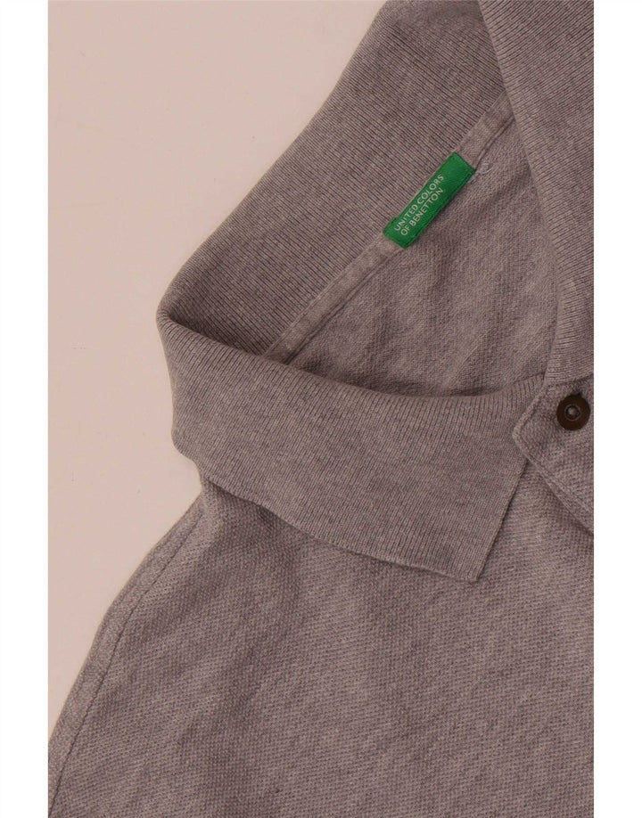 Benetton Mens Polo Shirt Large Grey Flecked