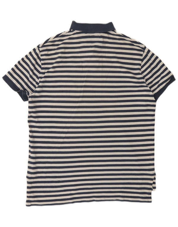 Polo Ralph Lauren Mens Custom Fit Shirt Large Navy Blue Striped Cotton