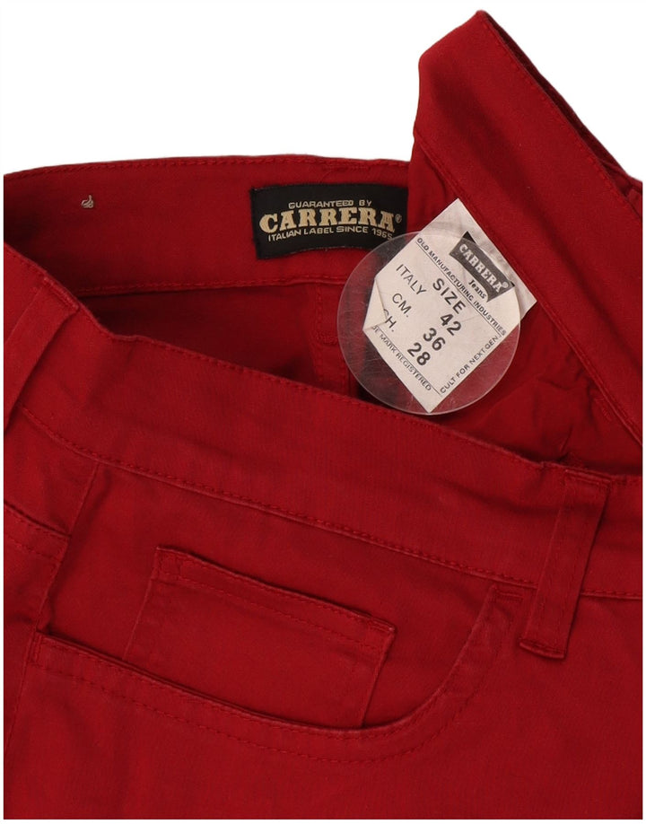 Carrera Womens Casual Trousers IT 42 Medium W28 L28 Burgundy Cotton