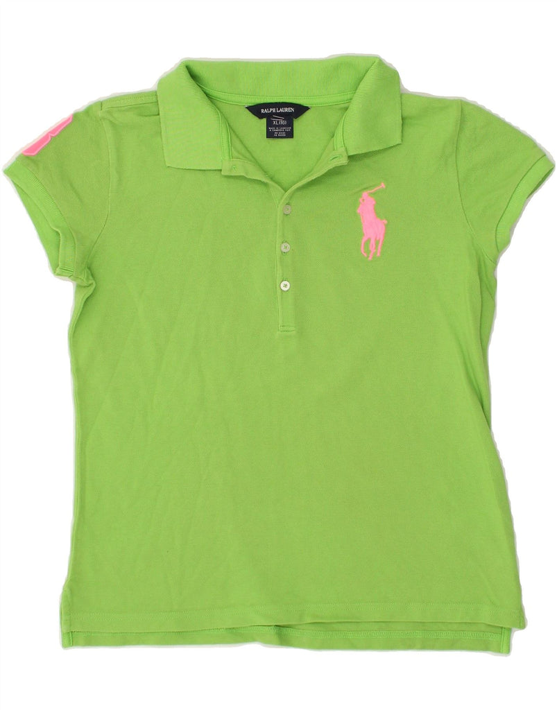 RALPH LAUREN Girls Graphic Polo Shirt 15-16 Years Green Cotton | Vintage Ralph Lauren | Thrift | Second-Hand Ralph Lauren | Used Clothing | Messina Hembry 