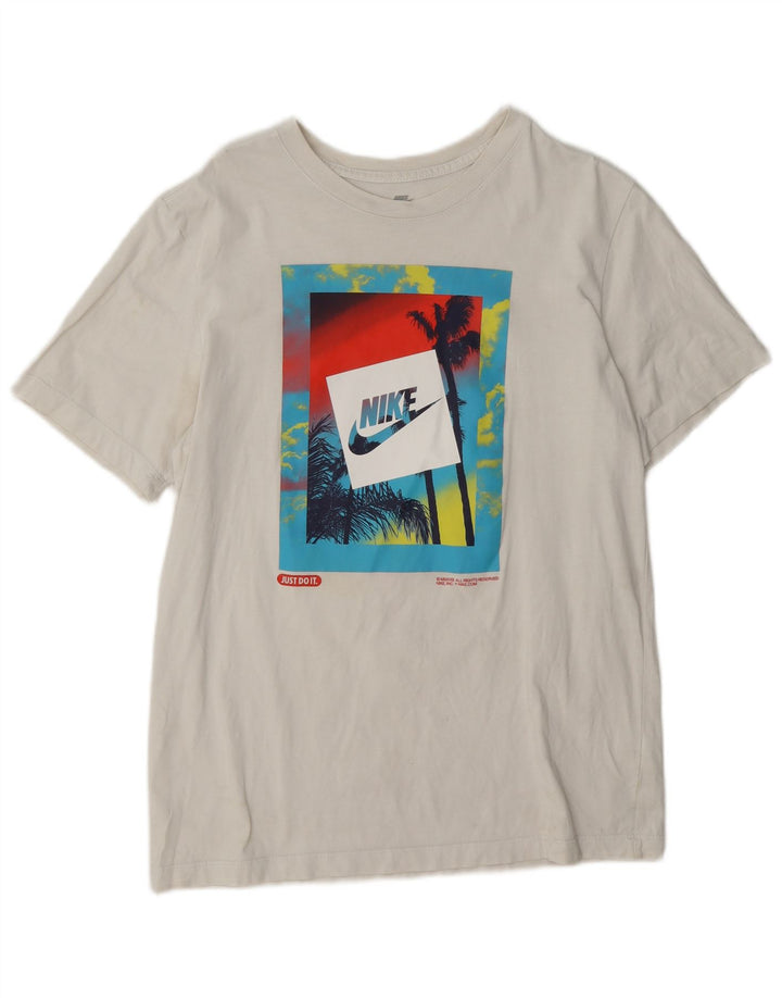 Nike Mens Graphic T-Shirt Top Medium White Cotton