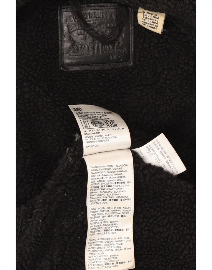 Levi's Womens Denim Sherpa Jacket UK 10 Small Black Cotton