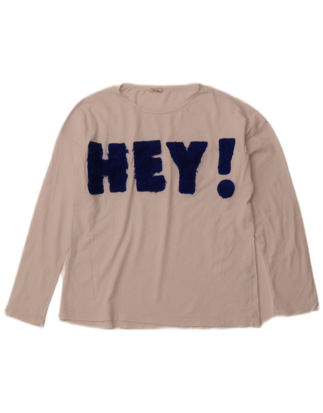 ZARA Girls Graphic Top Long Sleeve 9-10 Years White Cotton