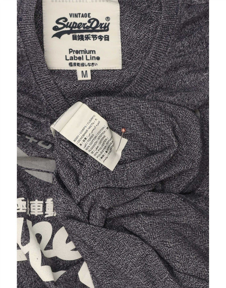 Superdry Mens Graphic T-Shirt Top Medium Navy Blue Flecked Cotton