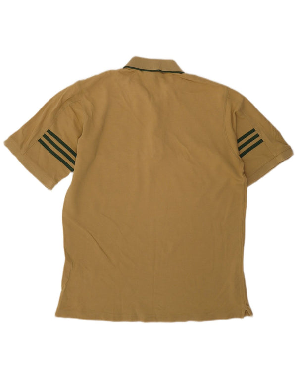 Adidas Mens Polo Shirt UK 38/40 Medium Khaki Cotton