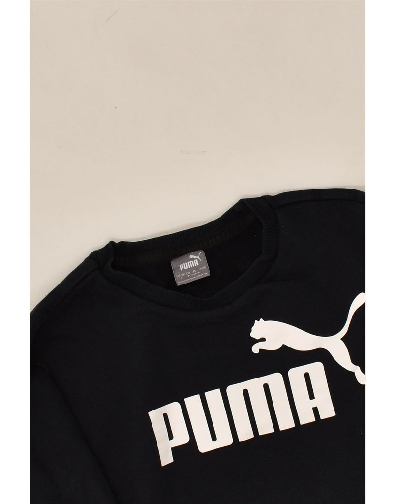 PUMA Mens Graphic Sweatshirt Jumper Small Black Cotton | Vintage Puma | Thrift | Second-Hand Puma | Used Clothing | Messina Hembry 