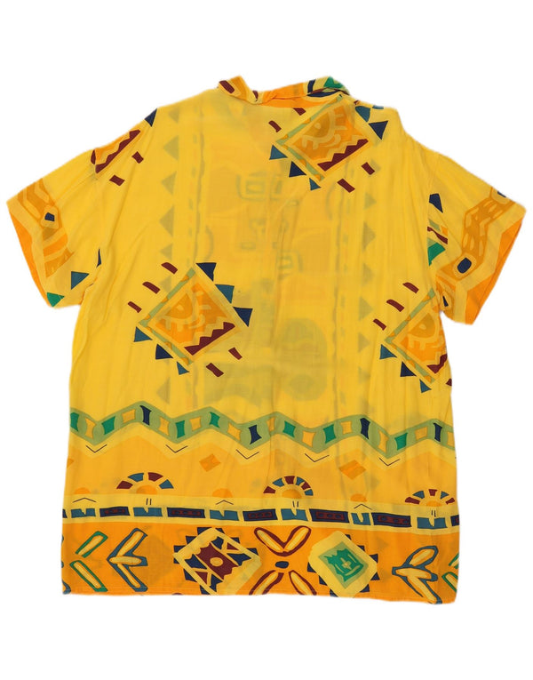 Vintage Womens Beachwear Shirt Blouse IT 46 Large Yellow Geometric