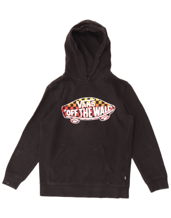 Vans Boys Graphic Hoodie Jumper 10-11 Years Medium Black Cotton