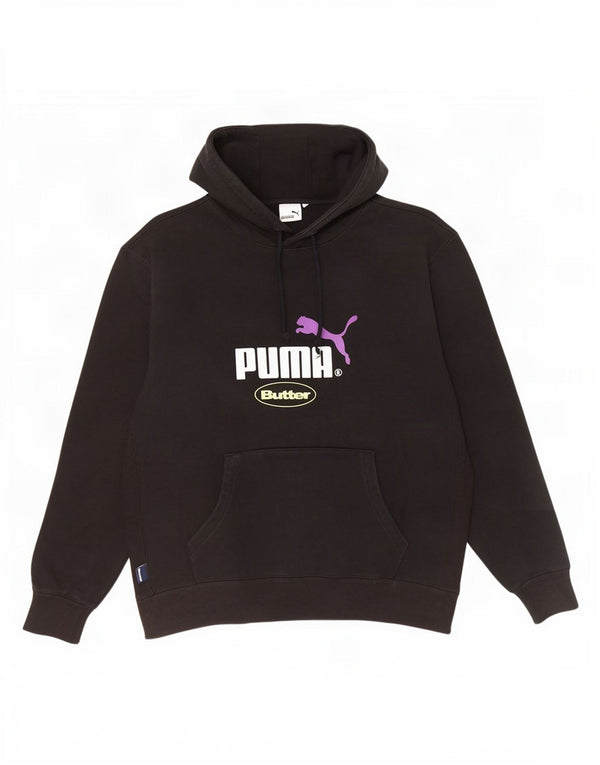 Puma Mens Graphic Hoodie Jumper Large Black Cotton