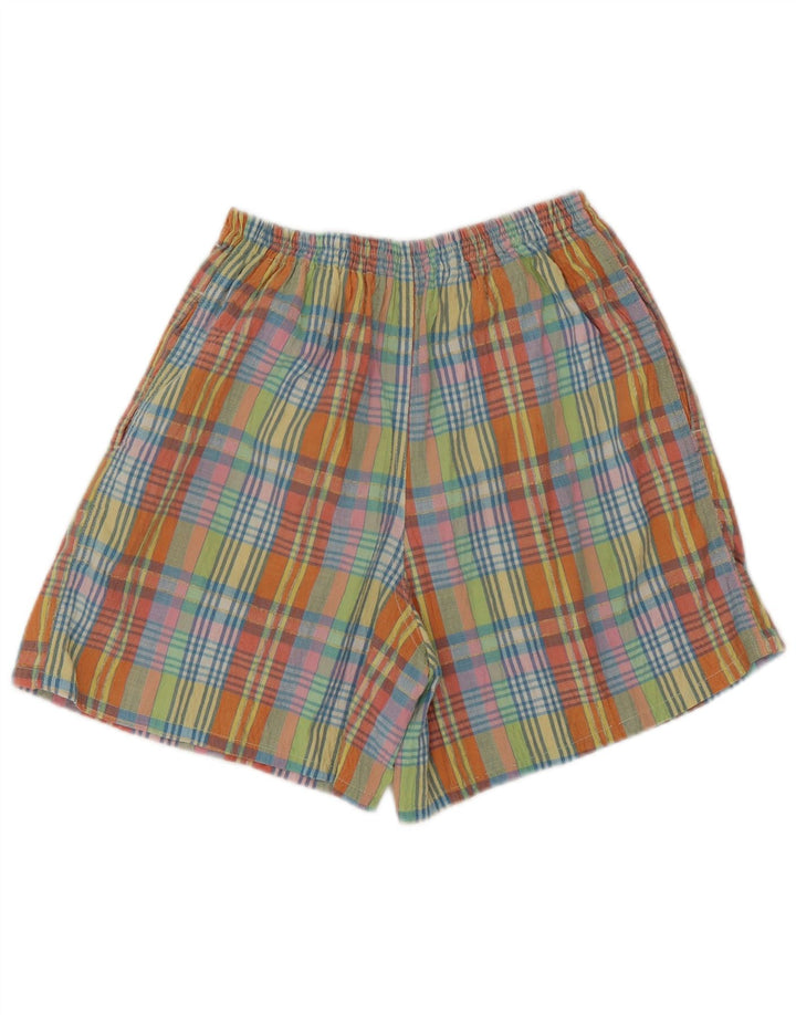 Benetton Womens High Waist Shorts W28 Medium Multicoloured Check