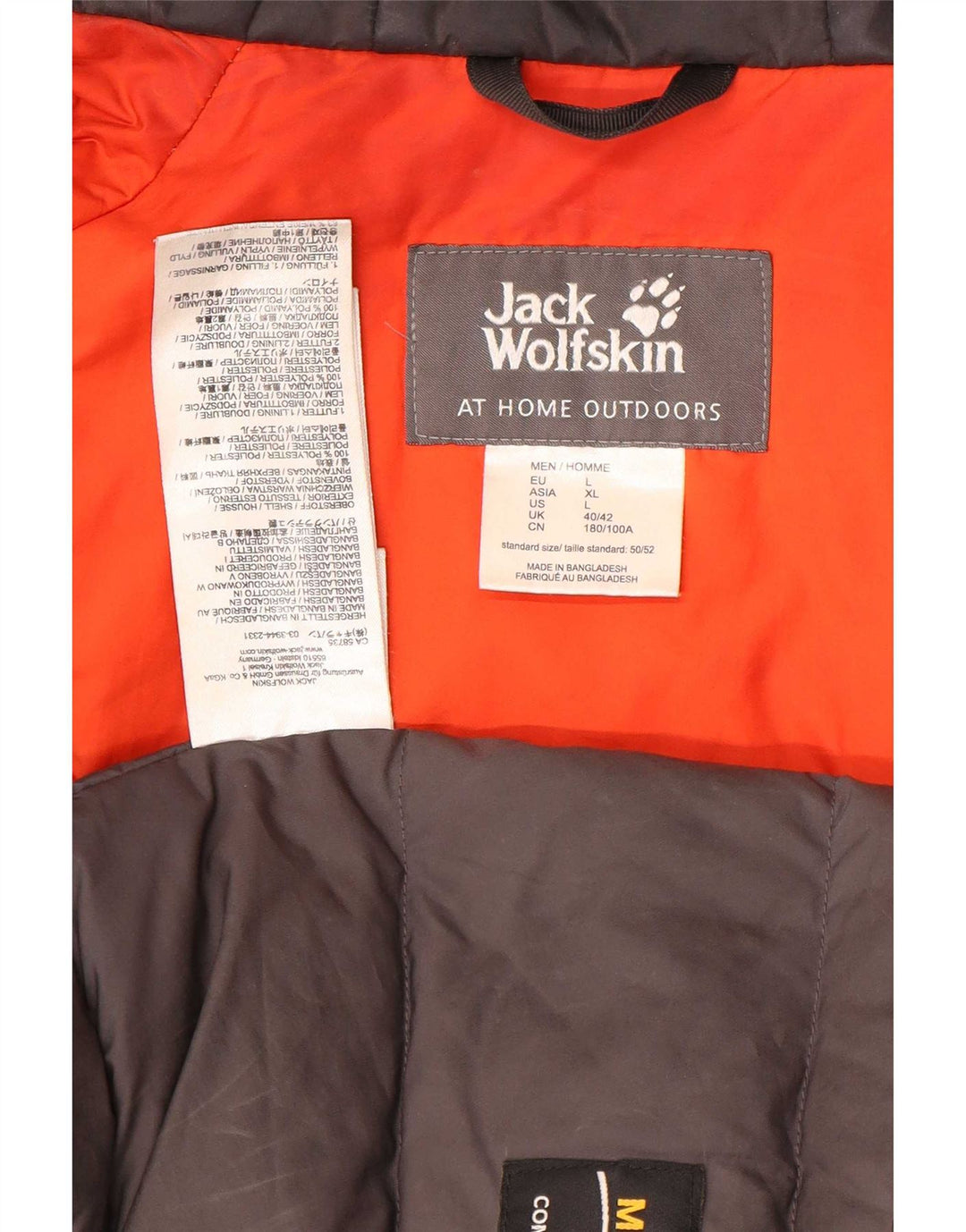 Jack Wolfskin Mens Hooded Padded Jacket UK 40/42 Large Black Polyester