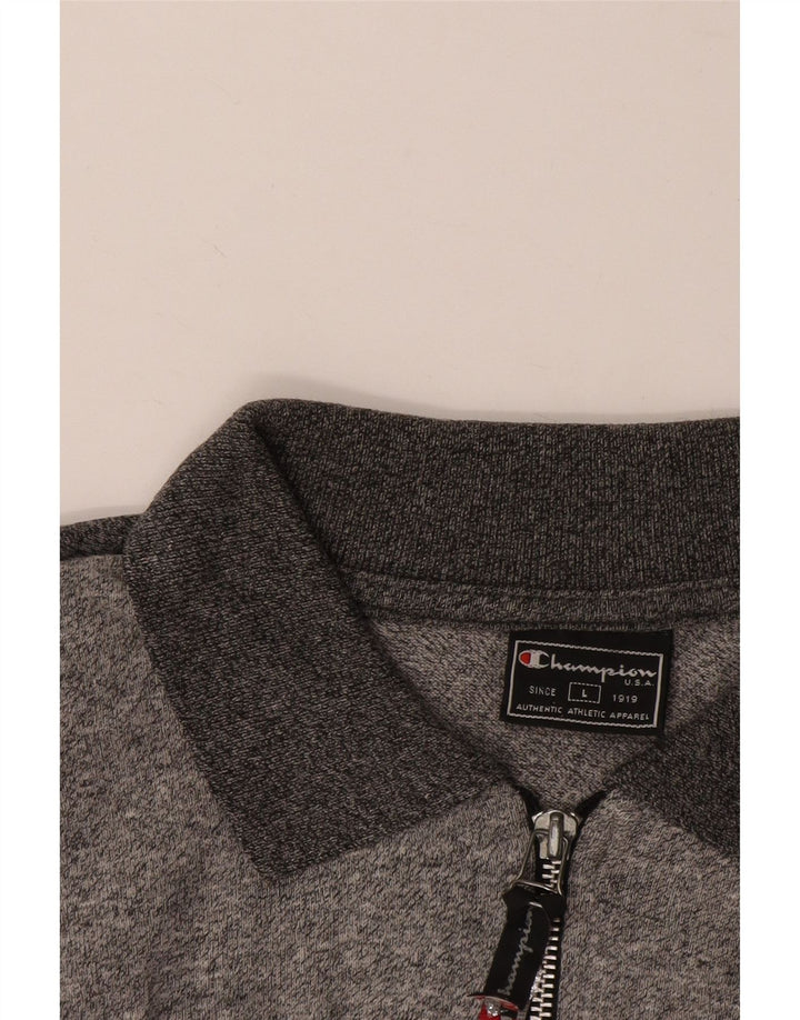Champion Mens Long Sleeve Polo Shirt Large Grey Colourblock