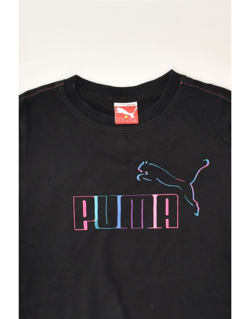 PUMA Boys Graphic T-Shirt Top 11-12 Years Large Black Cotton | Vintage Puma | Thrift | Second-Hand Puma | Used Clothing | Messina Hembry 