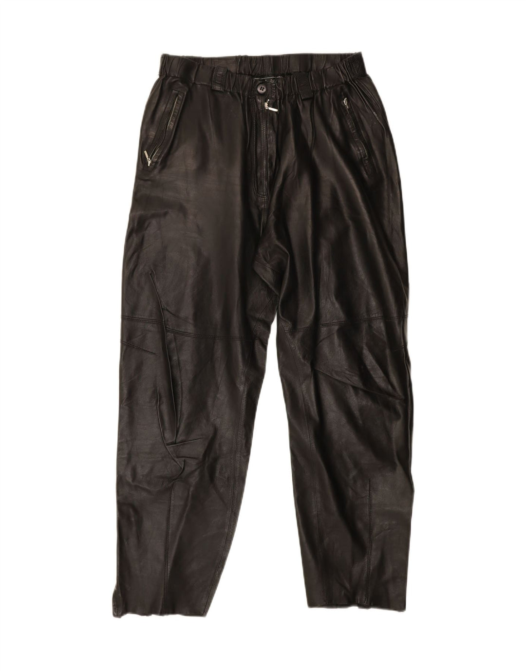 SYLVIE SCHIMMEL Womens Pegged Trousers IT 42 Medium W30 L28 Black Leather Vintage Sylvie Schimmel and Second-Hand Sylvie Schimmel from Messina Hembry 
