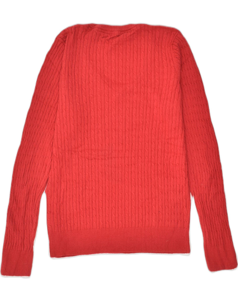 CREW CLOTHING Womens V-Neck Jumper Sweater UK 14 Large  Red Cotton | Vintage Crew Clothing | Thrift | Second-Hand Crew Clothing | Used Clothing | Messina Hembry 