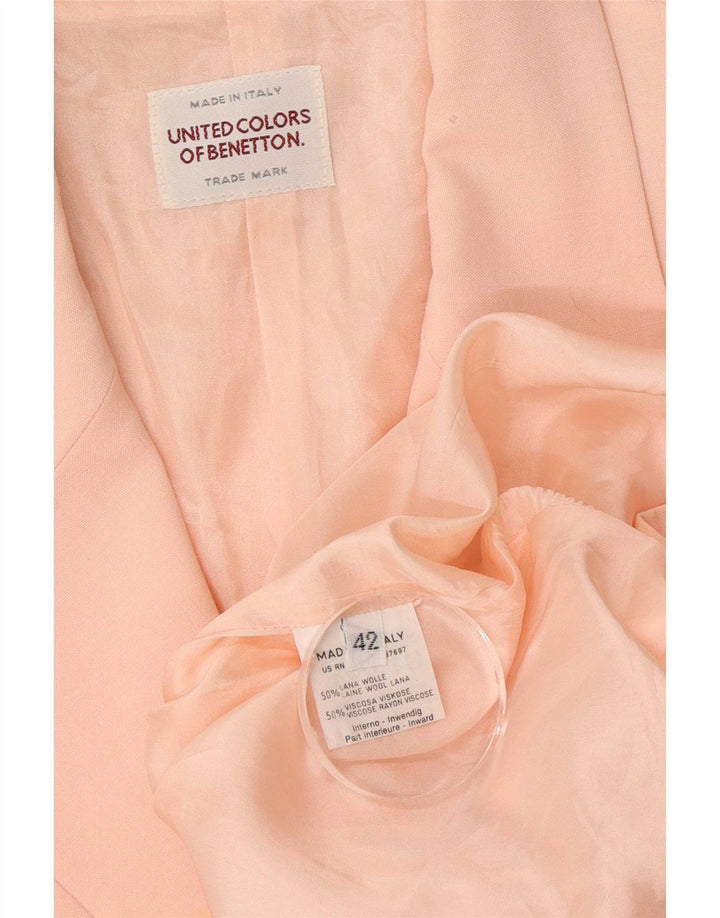 Benetton Womens 3 Button Blazer Jacket IT 42 Medium Pink Wool