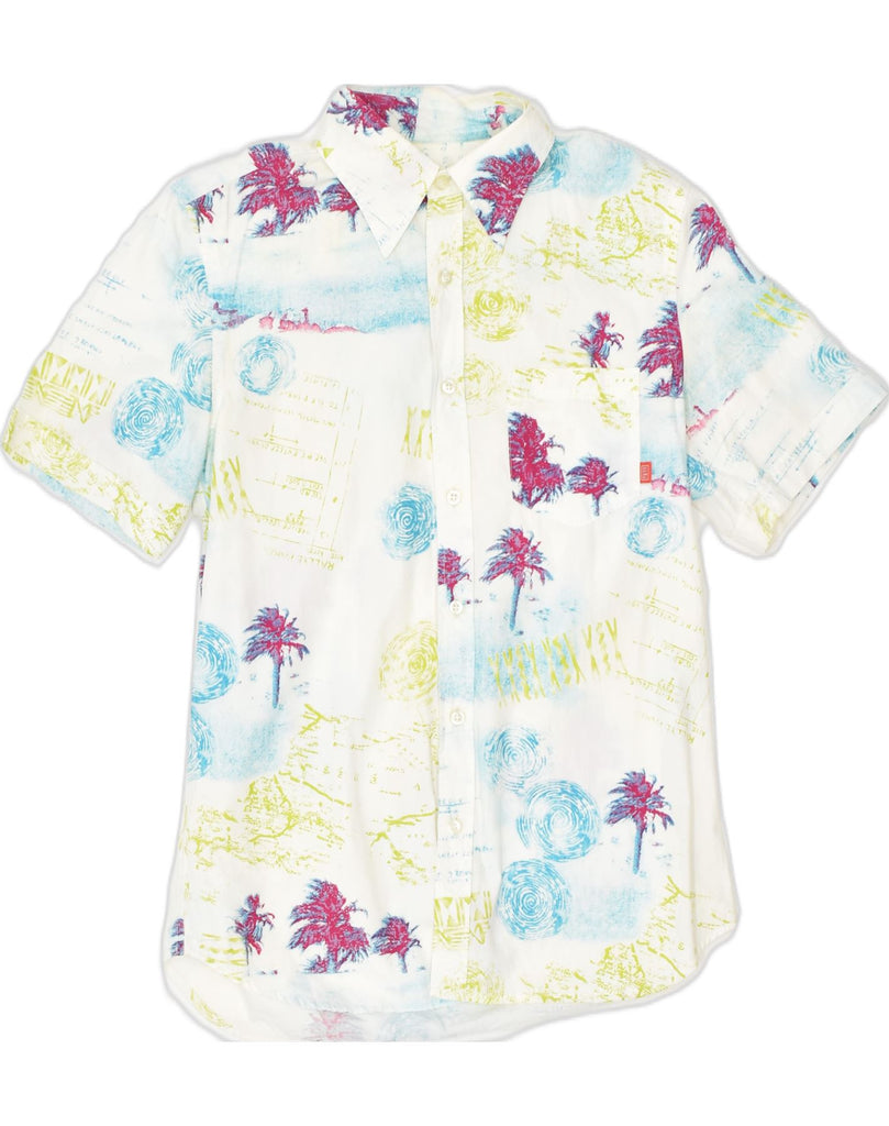 STEFANEL Mens Short Sleeve Shirt Small White Hawaiian | Vintage | Thrift | Second-Hand | Used Clothing | Messina Hembry 