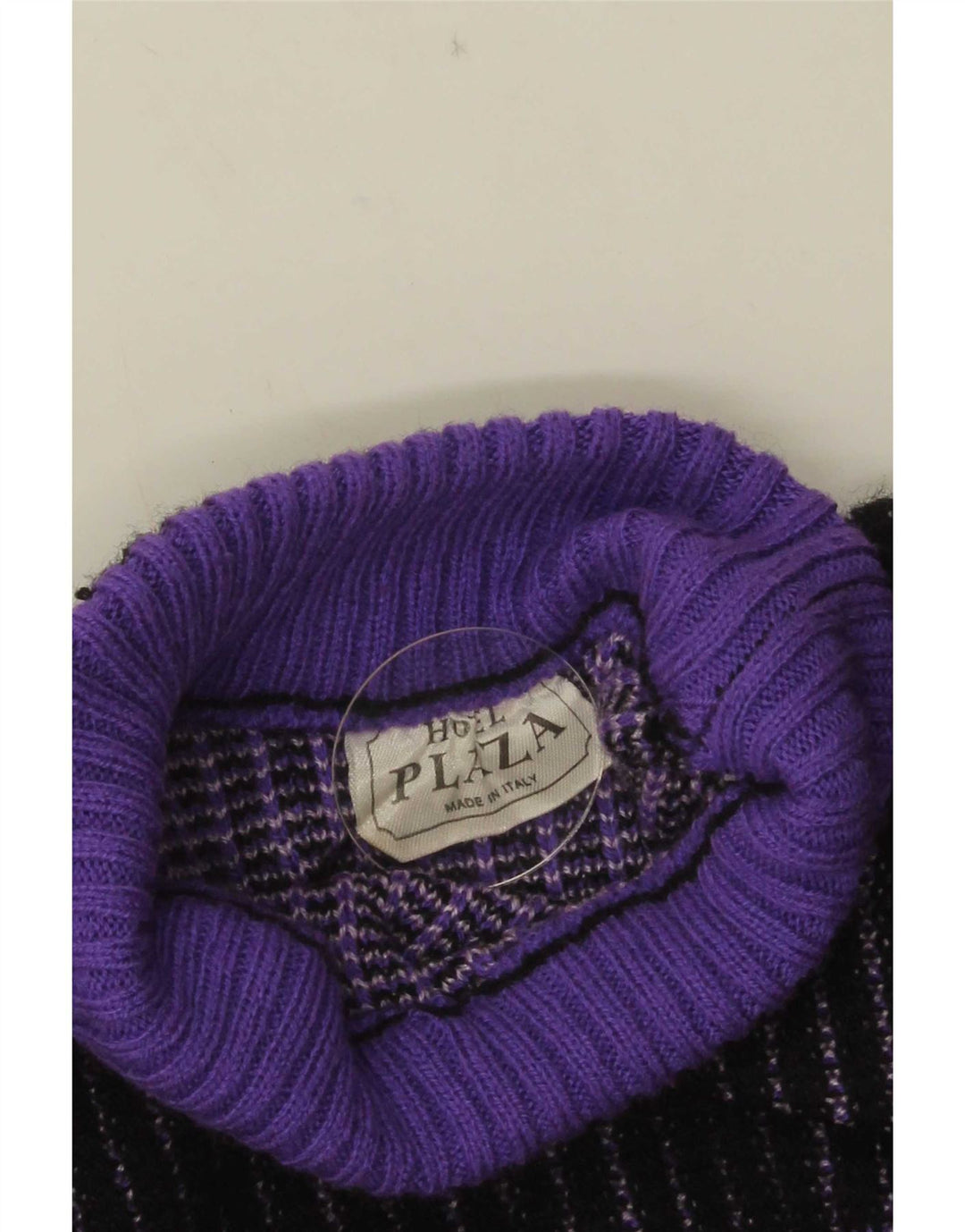 Vintage Womens Turtle Neck Jumper Sweater UK 14 Medium Purple Geometric
