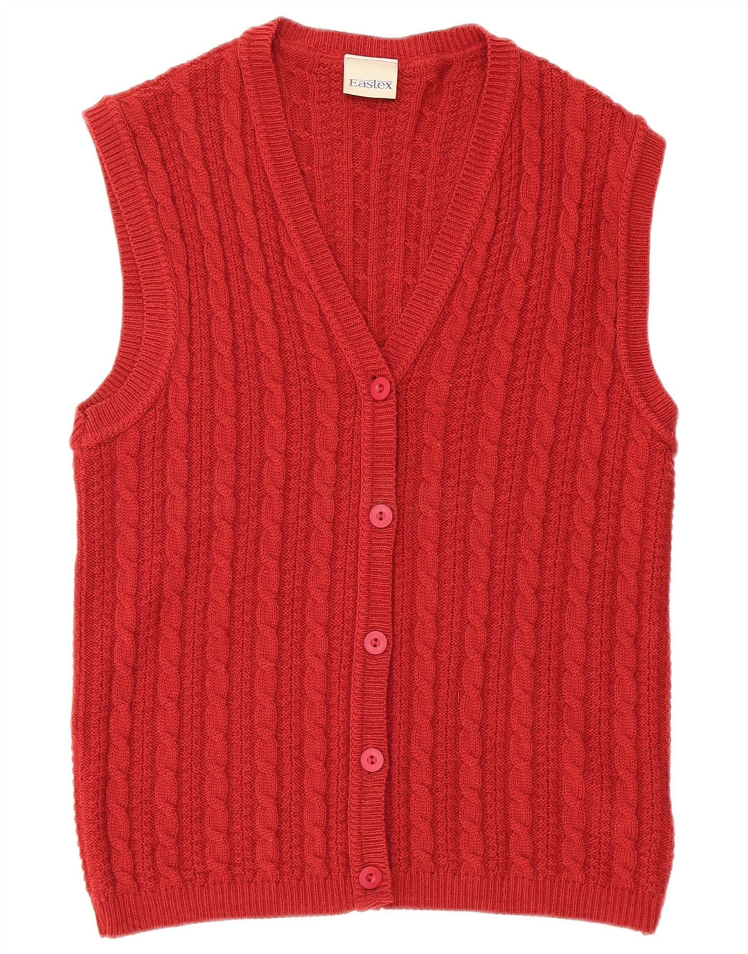 Eastex Womens Sleeveless Cardigan Sweater UK 10 Small Red Acrylic
