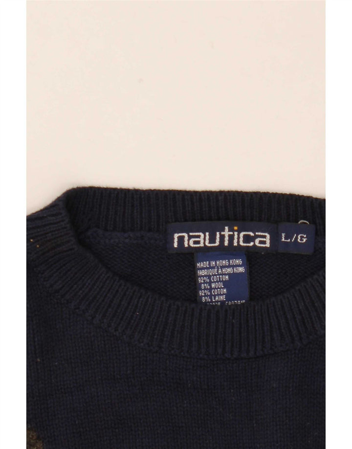 Nautica Mens Golf Crew Neck Jumper Sweater Large Multicoloured Colourblock