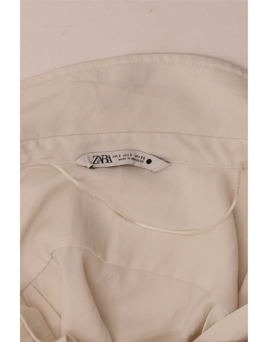 Zara Womens Crop Long Sleeve Blouse Top UK 10 Small Off White