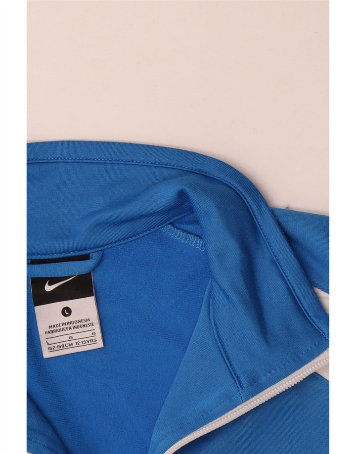 Nike Boys Tracksuit Top Jacket 12-13 Years Large Blue Colourblock Polyester