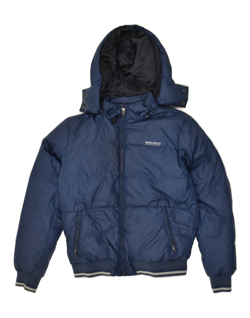 WOOLRICH Boys Hooded Padded Jacket 11-12 Years Navy Blue Nylon | Vintage Woolrich | Thrift | Second-Hand Woolrich | Used Clothing | Messina Hembry 