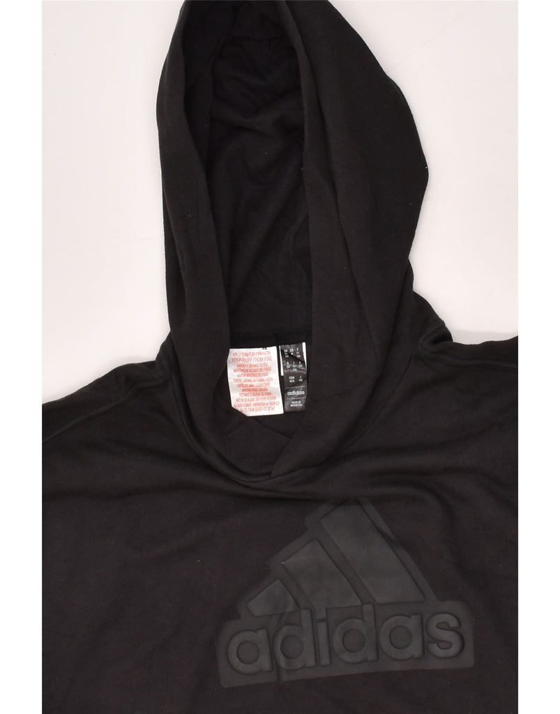 ADIDAS Boys Loose Fit Graphic Hoodie Jumper 11-12 Years Black Cotton | Vintage Adidas | Thrift | Second-Hand Adidas | Used Clothing | Messina Hembry 