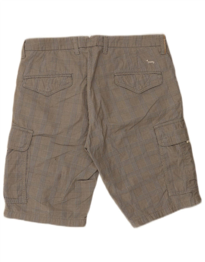Harmont & Blaine Mens Cargo Shorts IT 48 Medium W30  Grey Check Cotton