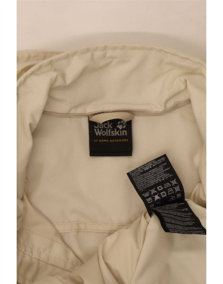 Jack Wolfskin Womens Hooded Rain Jacket UK 6 XS Off White Polyester