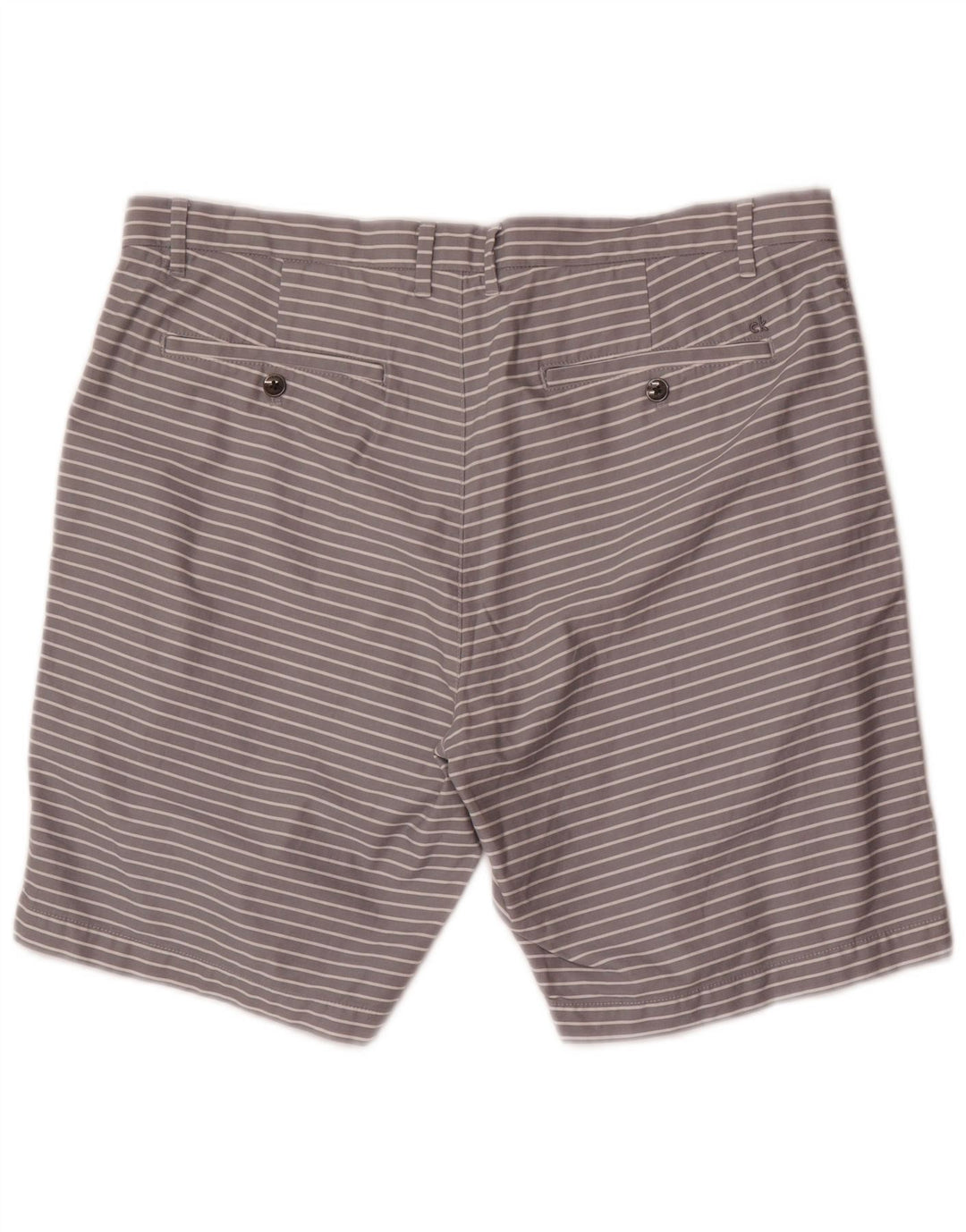 Calvin Klein Mens Chino Shorts W36 Large Grey Striped Cotton