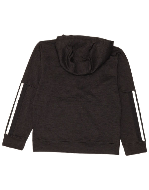 Adidas Boys Zip Neck Hoodie Jumper 10-11 Years Grey Colourblock Polyester